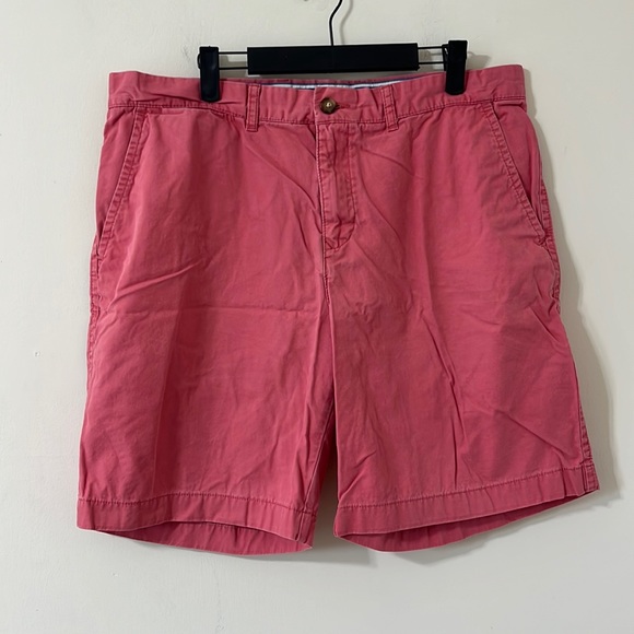 Tommy Hilfiger Other - Tommy Hilfiger Salmon Red Pink 9" Bermuda Twill Flat Front Chino Shorts Size 36
